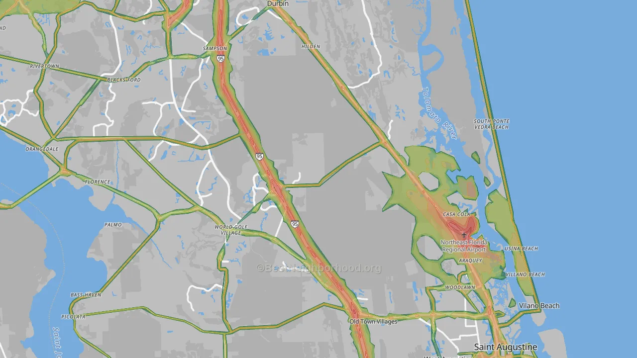 St. Johns County, FL Map of Noise Levels in St. Johns County