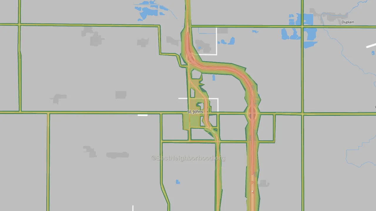 St. Johns, MI Map of Noise Levels in St. Johns