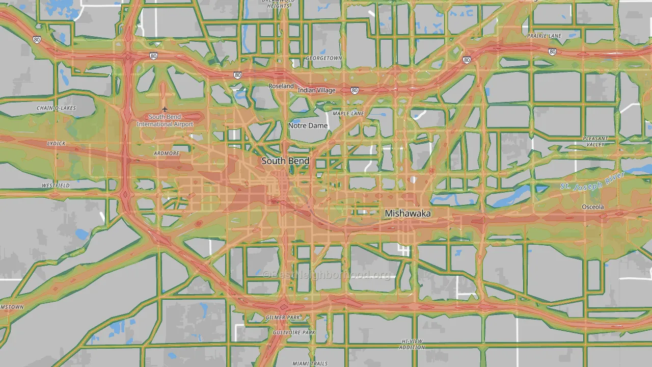 St. Joseph County, IN Map of Noise Levels in St. Joseph County