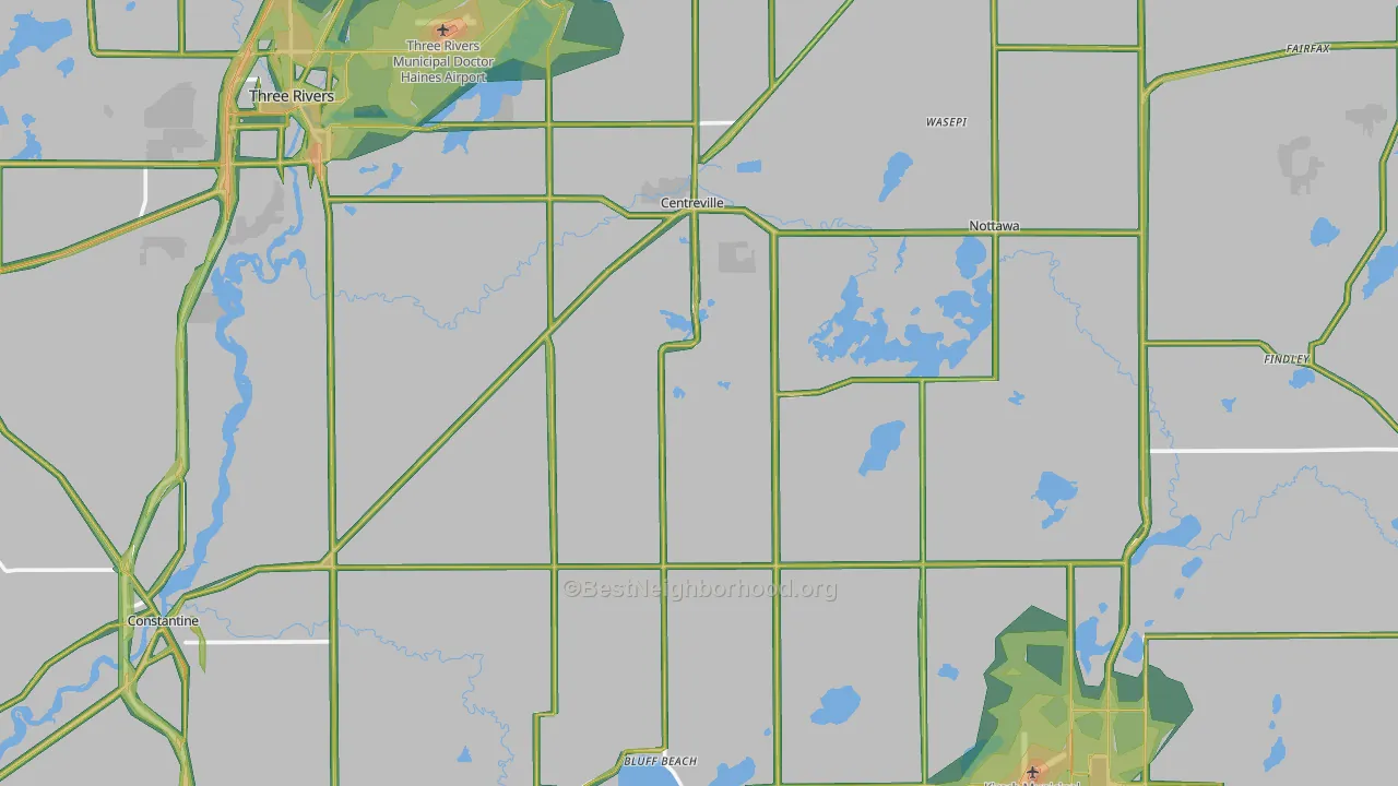 St. Joseph County, MI Map of Noise Levels in St. Joseph County