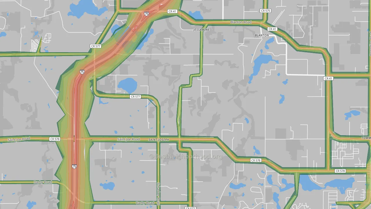 St. Joseph, FL Map of Noise Levels in St. Joseph