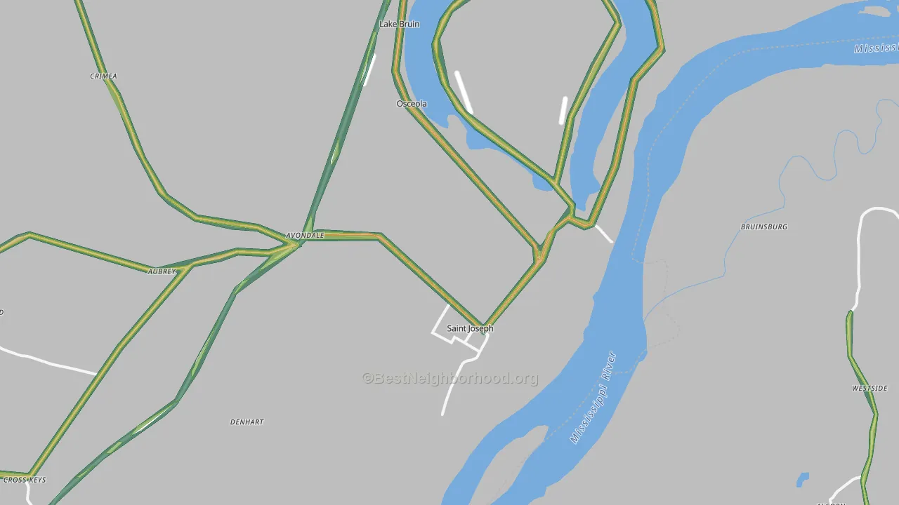 St. Joseph, LA Map of Noise Levels in St. Joseph
