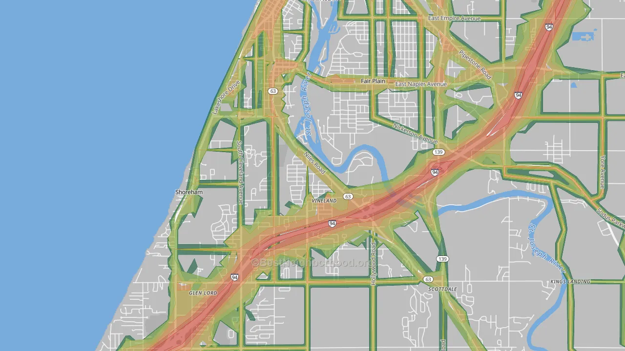 St. Joseph, MI Map of Noise Levels in St. Joseph