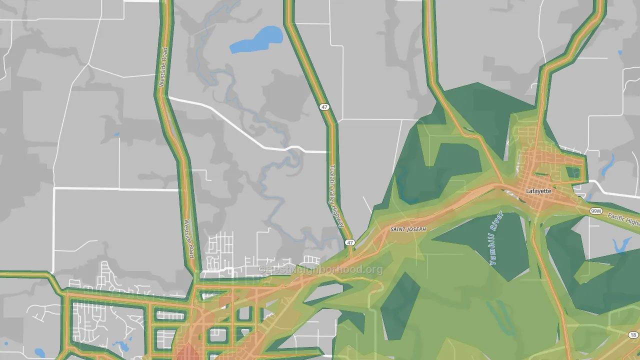 St. Joseph, OR Map of Noise Levels in St. Joseph
