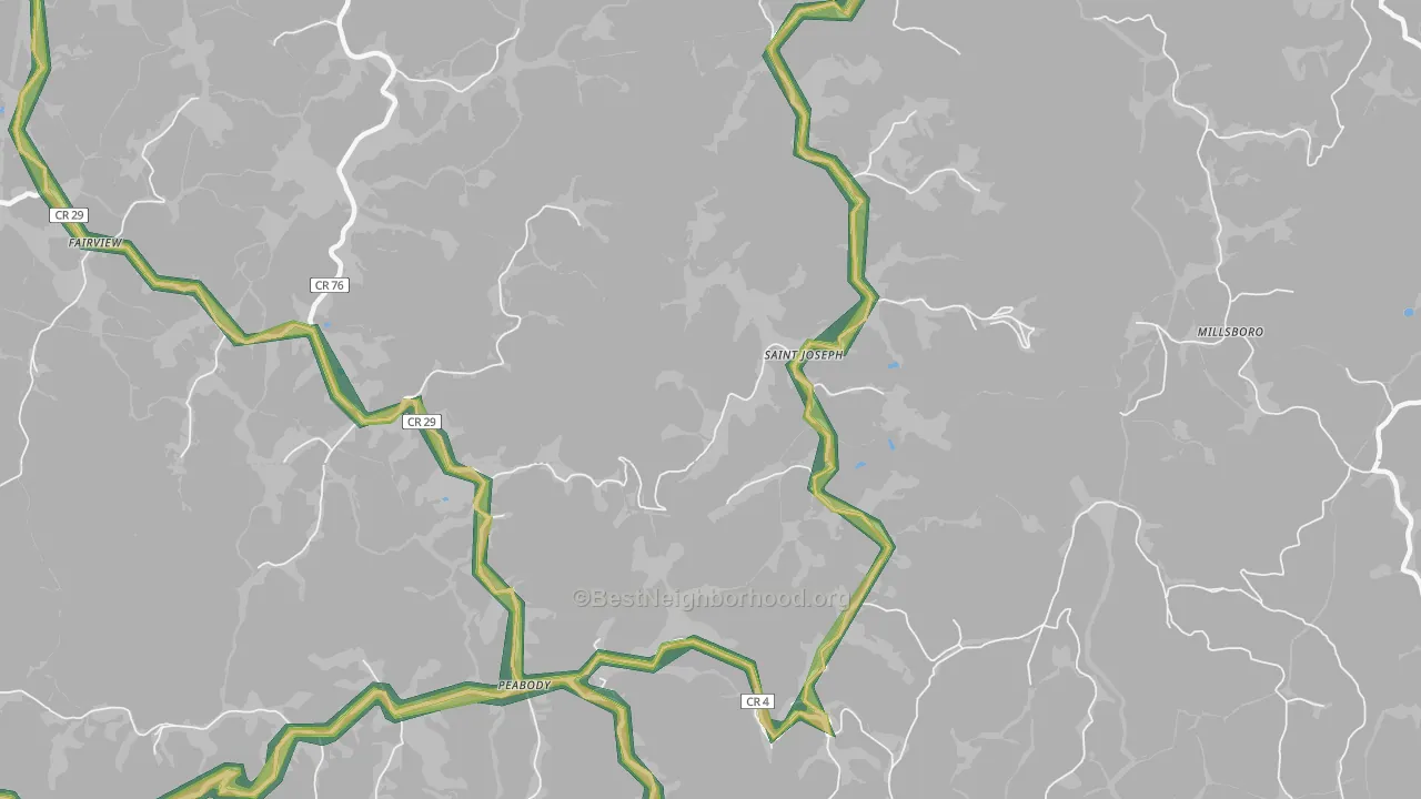 St. Joseph, WV Map of Noise Levels in St. Joseph