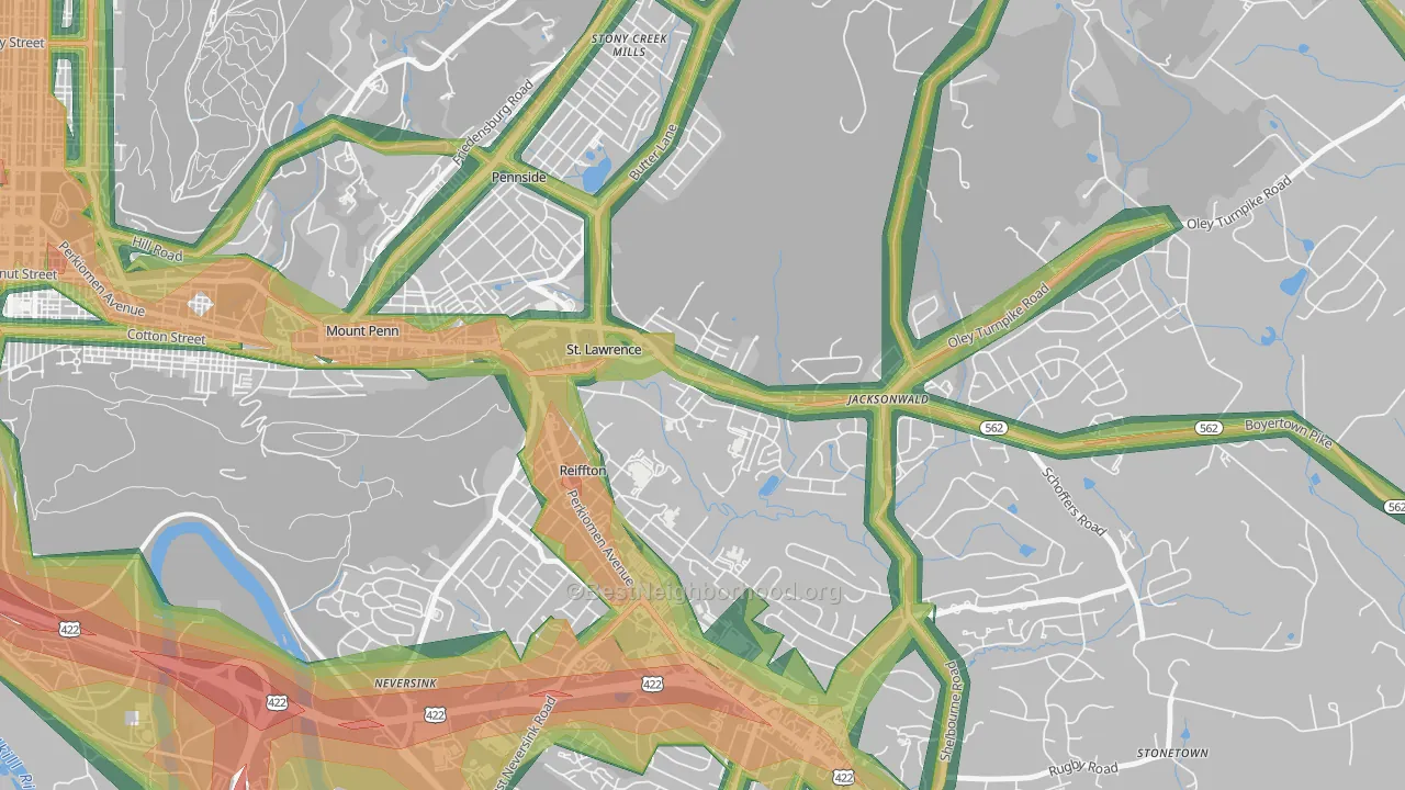 St. Lawrence, PA Map of Noise Levels in St. Lawrence