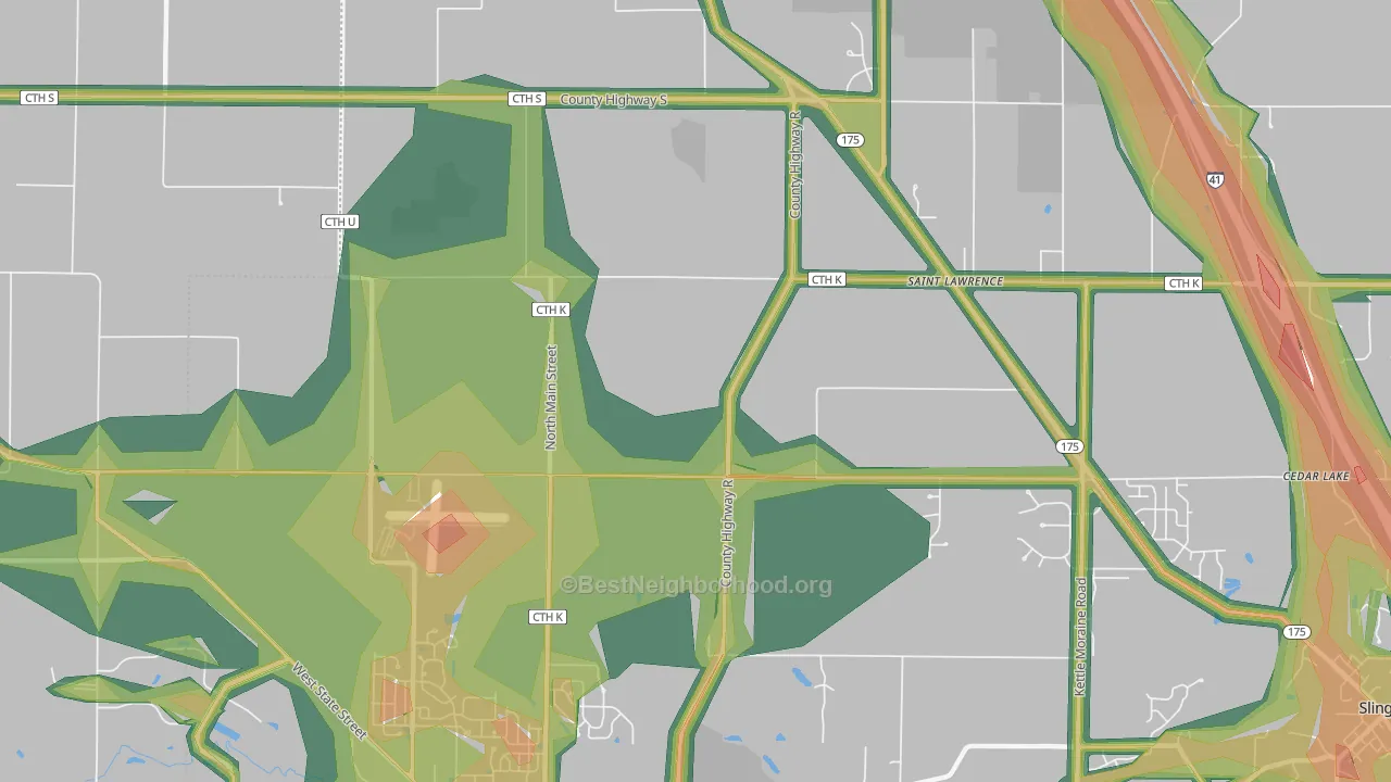 St. Lawrence, WI Map of Noise Levels in St. Lawrence