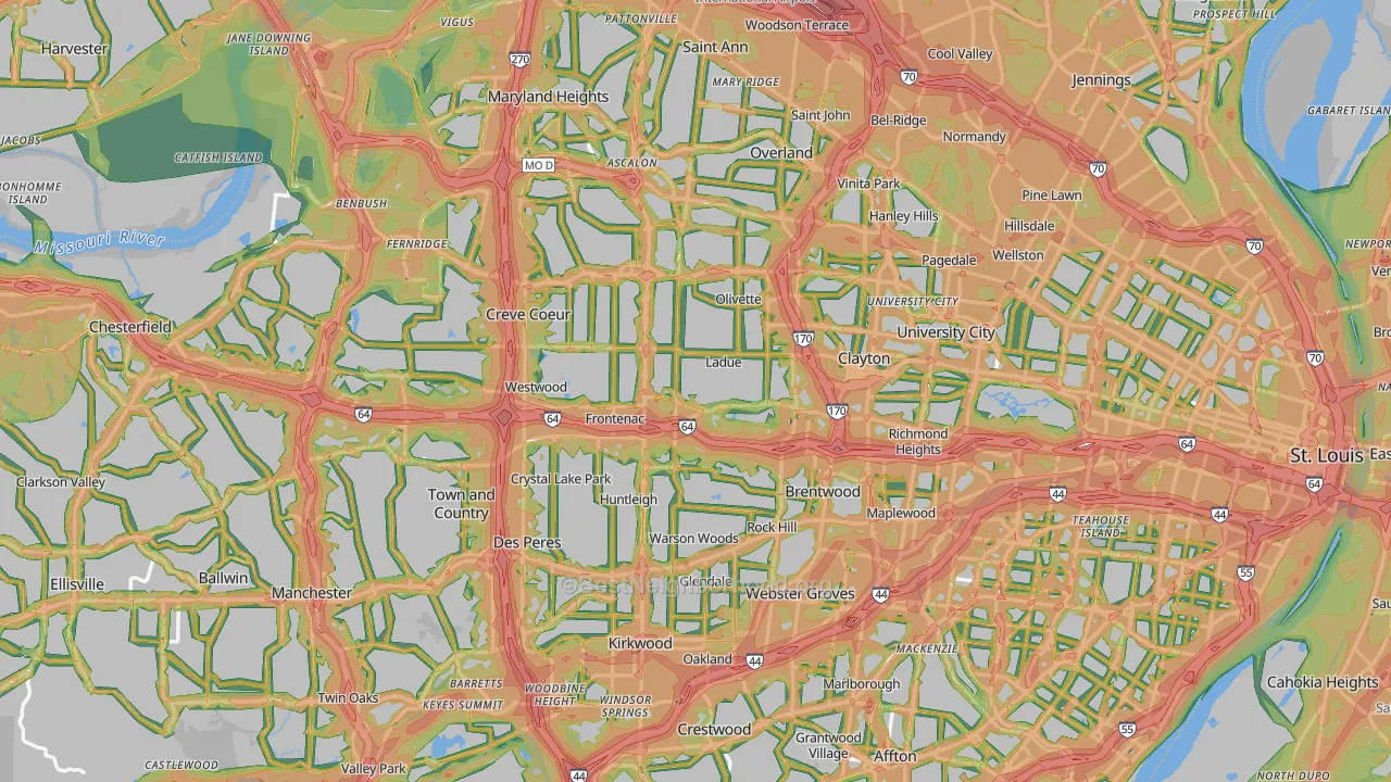 St. Louis County, MO Map of Noise Levels in St. Louis County