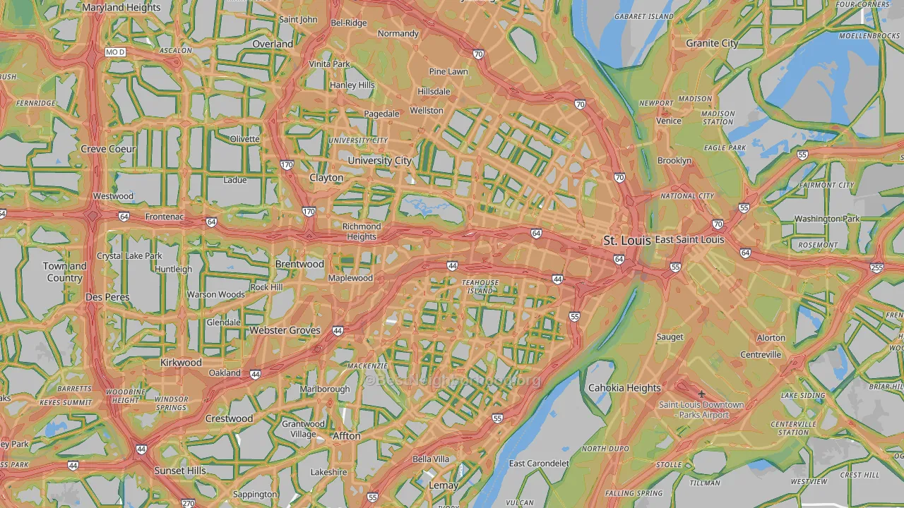 St. Louis, MO Map of Noise Levels in St. Louis