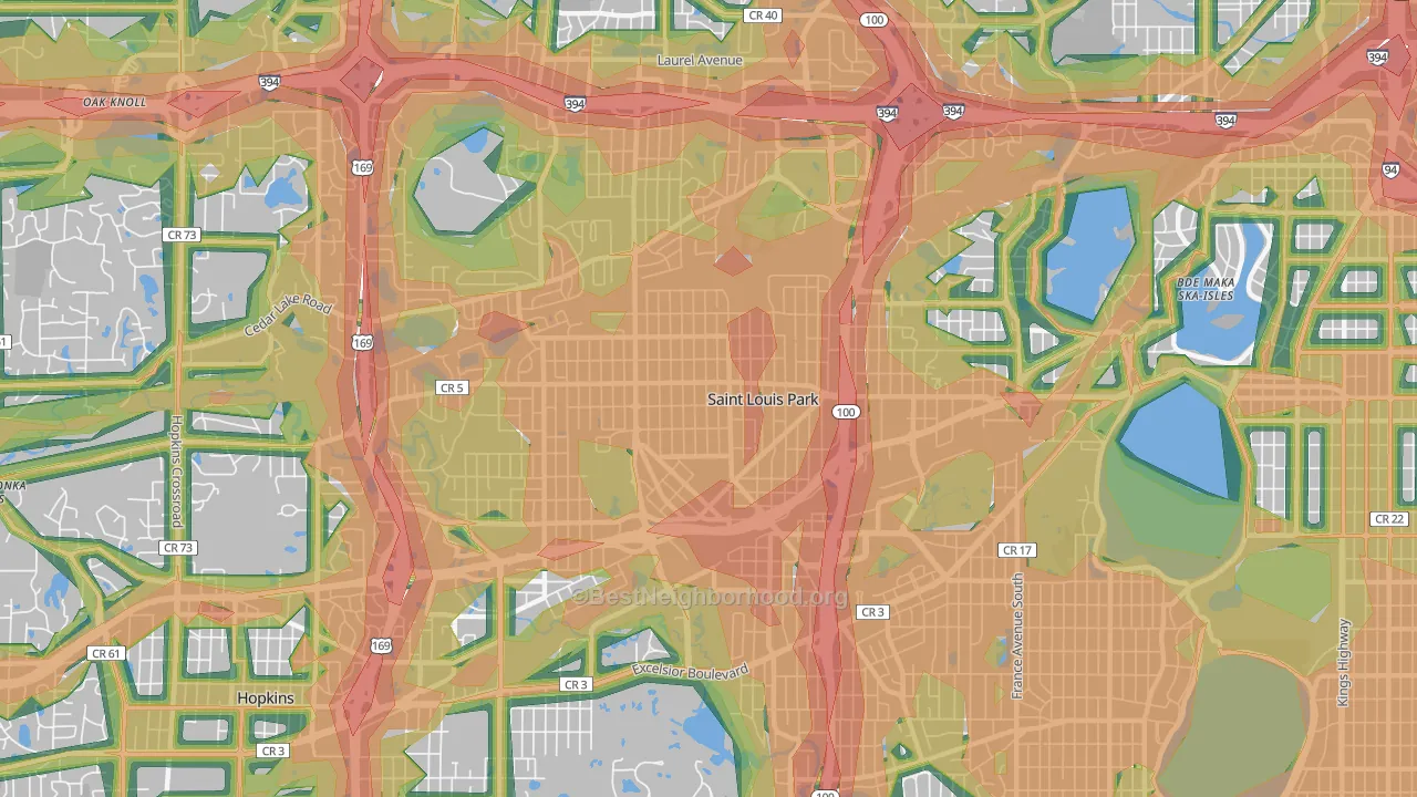 St. Louis Park, MN Map of Noise Levels in St. Louis Park