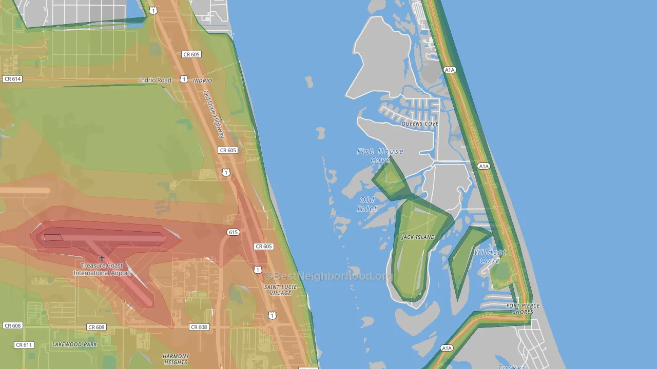 St. Lucie Village, FL Map of Noise Levels in St. Lucie Village