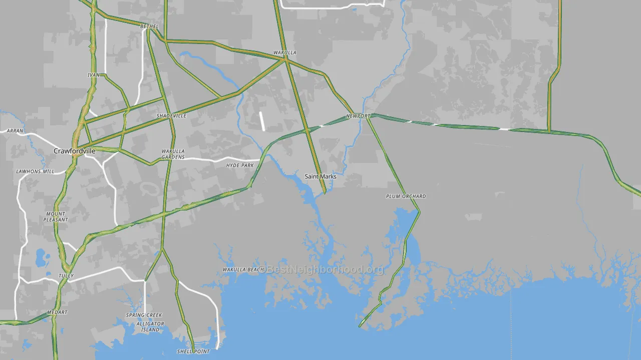 St. Marks, FL Map of Noise Levels in St. Marks