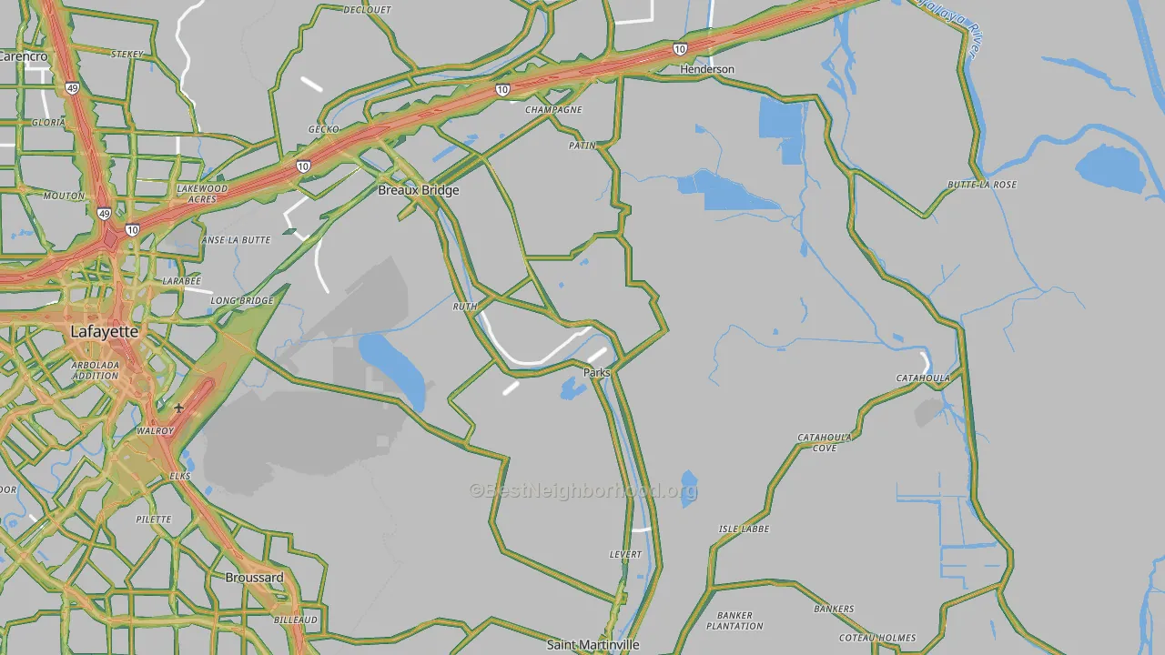 St. Martin Parish, LA Map of Noise Levels in St. Martin Parish
