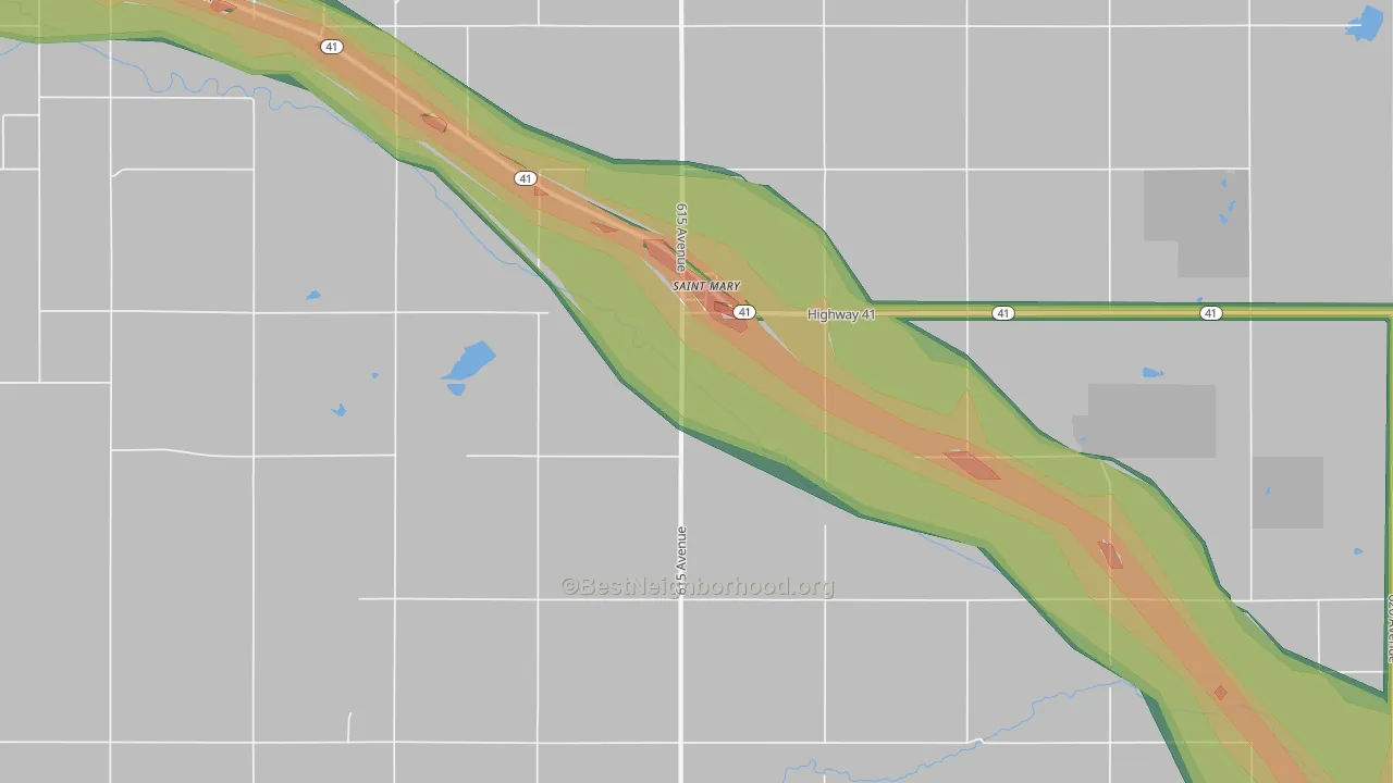 St. Mary, NE Map of Noise Levels in St. Mary