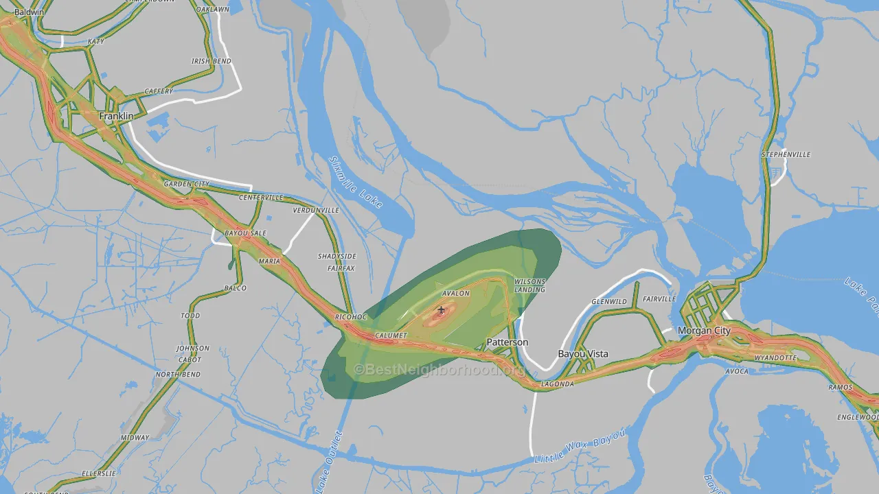 St. Mary Parish, LA Map of Noise Levels in St. Mary Parish