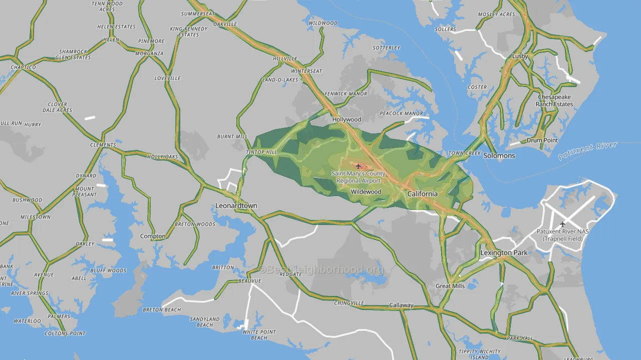 St. Mary's County, MD Map of Noise Levels in St. Mary's County