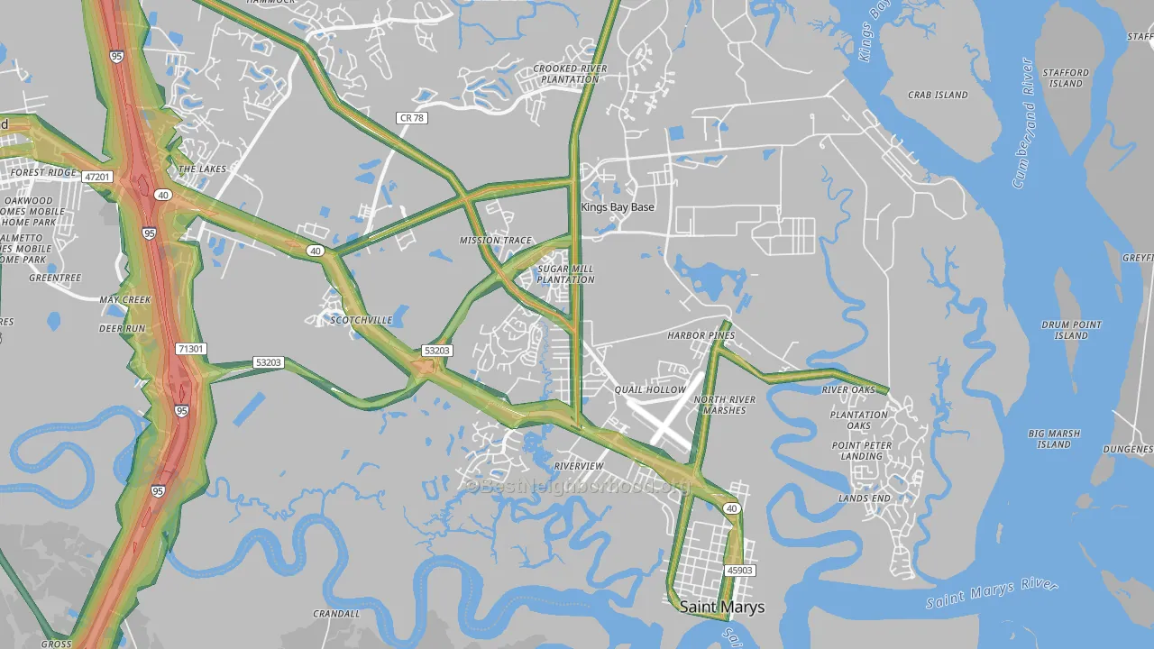 St. Marys, GA Map of Noise Levels in St. Marys
