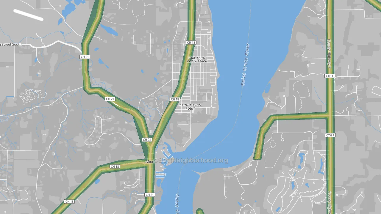 St. Marys Point, MN Map of Noise Levels in St. Marys Point