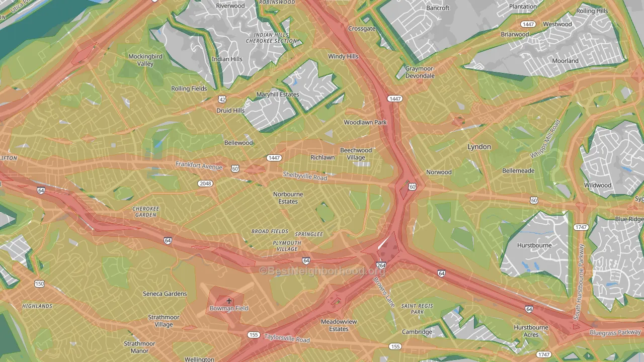 St. Matthews, KY Map of Noise Levels in St. Matthews