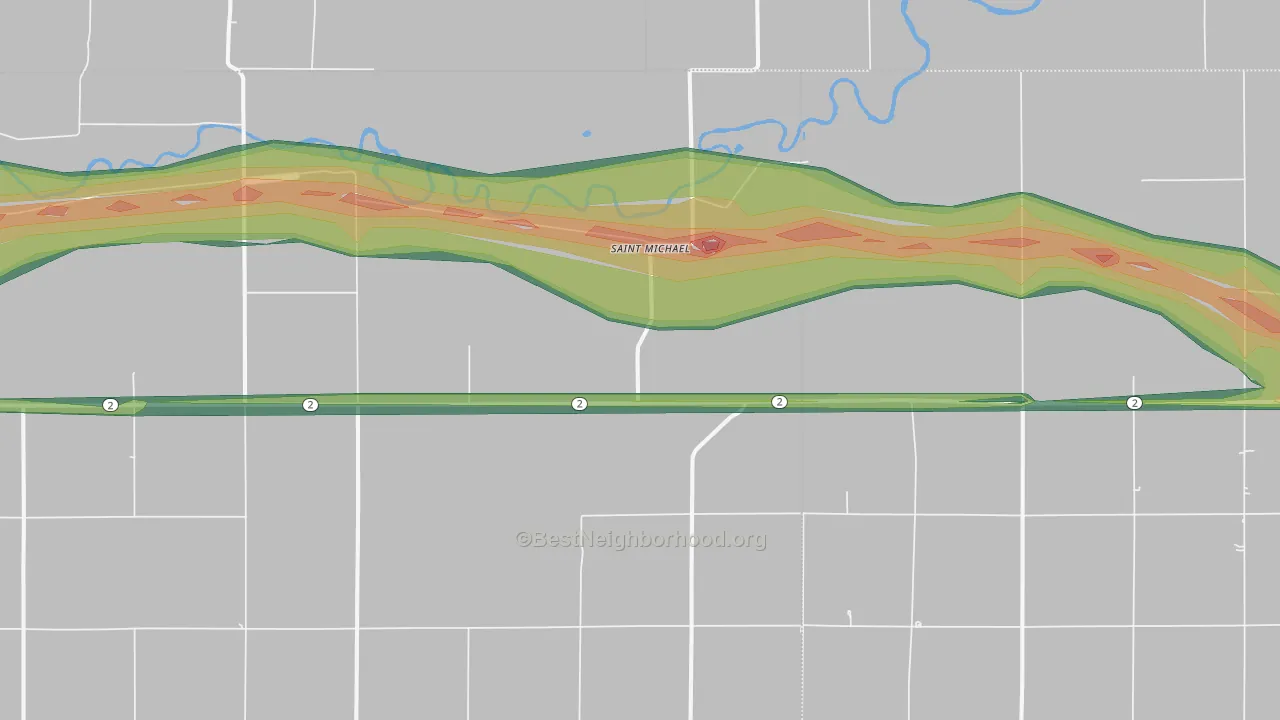 St. Michael, NE Map of Noise Levels in St. Michael