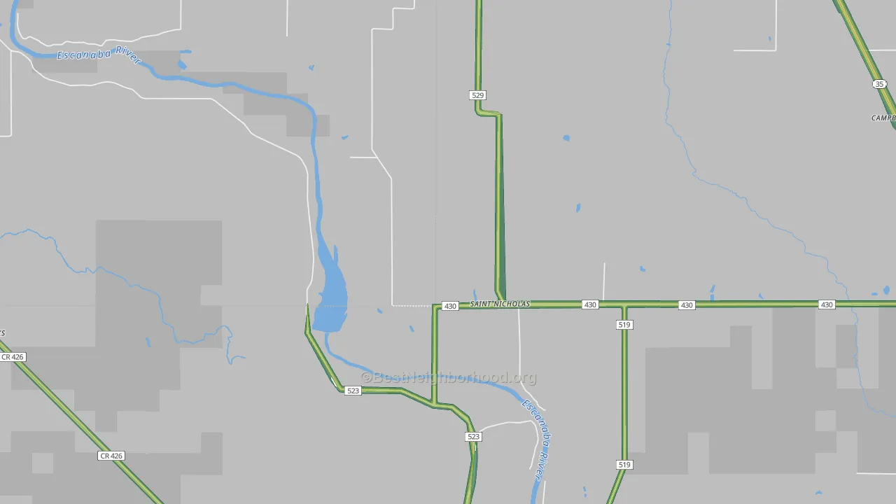 St. Nicholas, MI Map of Noise Levels in St. Nicholas