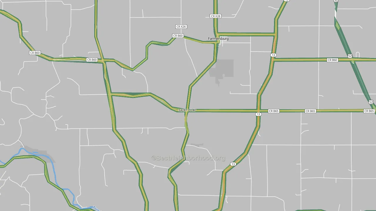 St. Olaf, IA Map of Noise Levels in St. Olaf