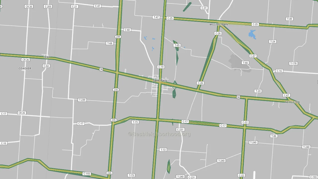 St. Paris, OH Map of Noise Levels in St. Paris