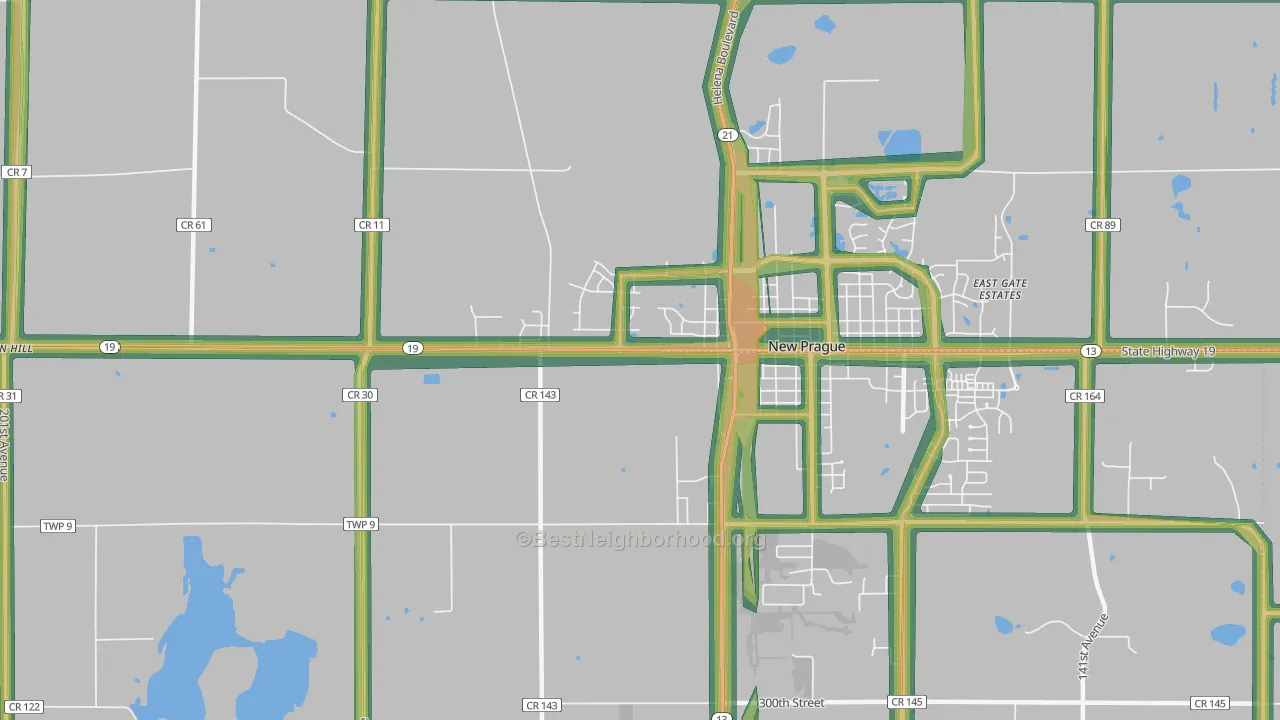 St. Patrick, MN Map of Noise Levels in St. Patrick