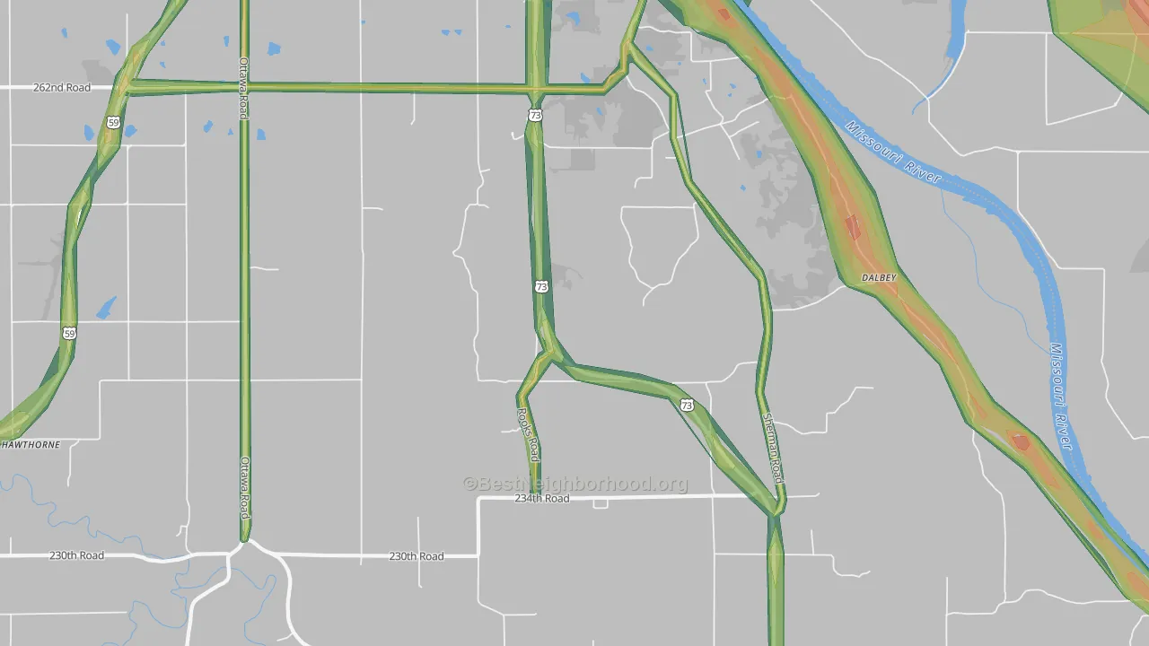 St. Pats, KS Map of Noise Levels in St. Pats