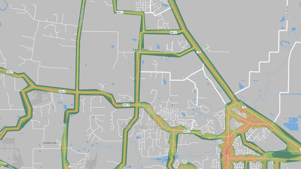 St. Paul, MO Map of Noise Levels in St. Paul