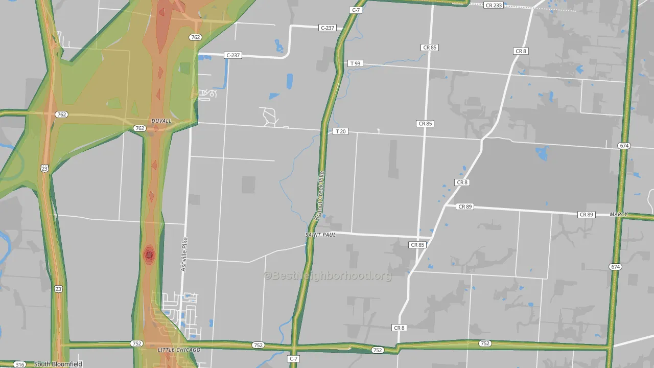 St. Paul, OH Map of Noise Levels in St. Paul