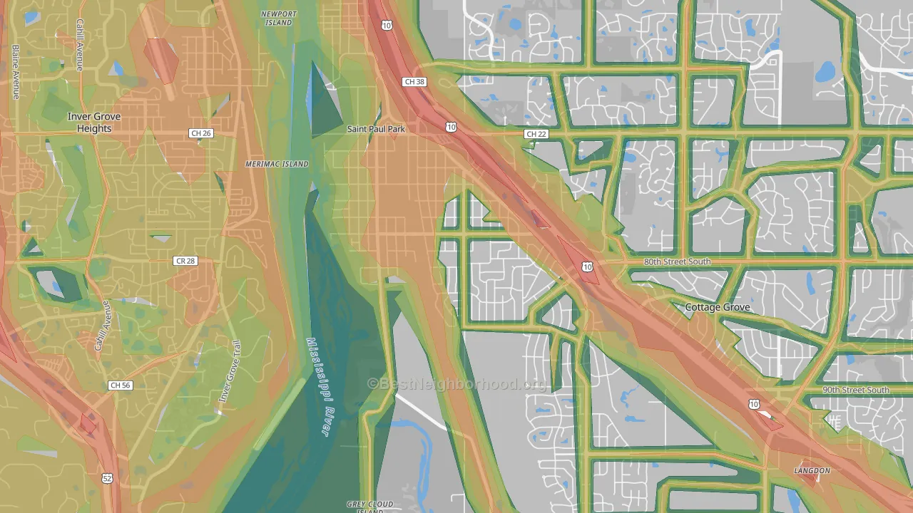 St. Paul Park, MN Map of Noise Levels in St. Paul Park