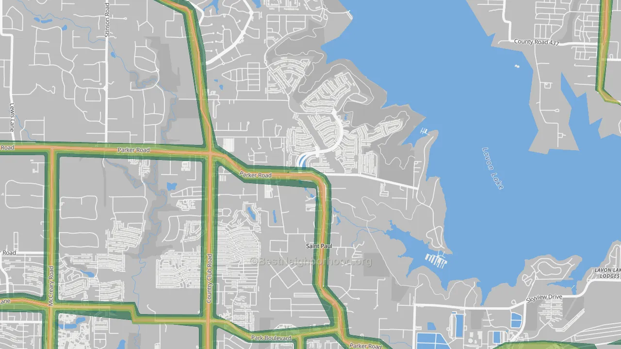 St. Paul, TX Map of Noise Levels in St. Paul