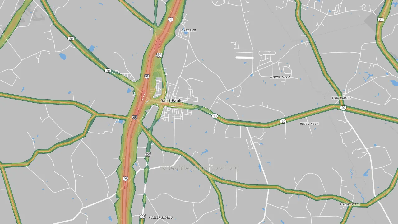 St. Pauls, NC Map of Noise Levels in St. Pauls