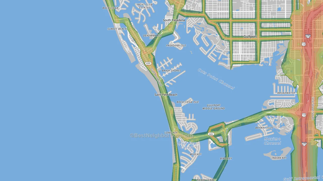St. Pete Beach, FL Map of Noise Levels in St. Pete Beach