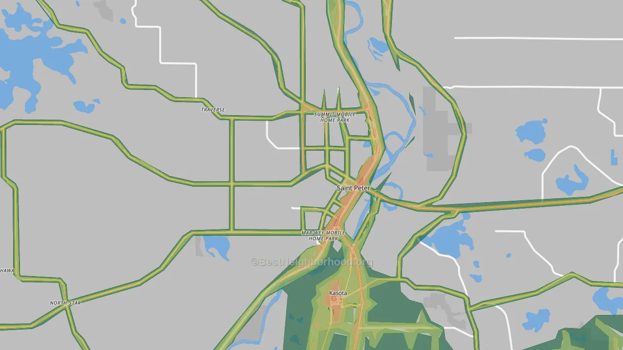 St. Peter, MN Map of Noise Levels in St. Peter