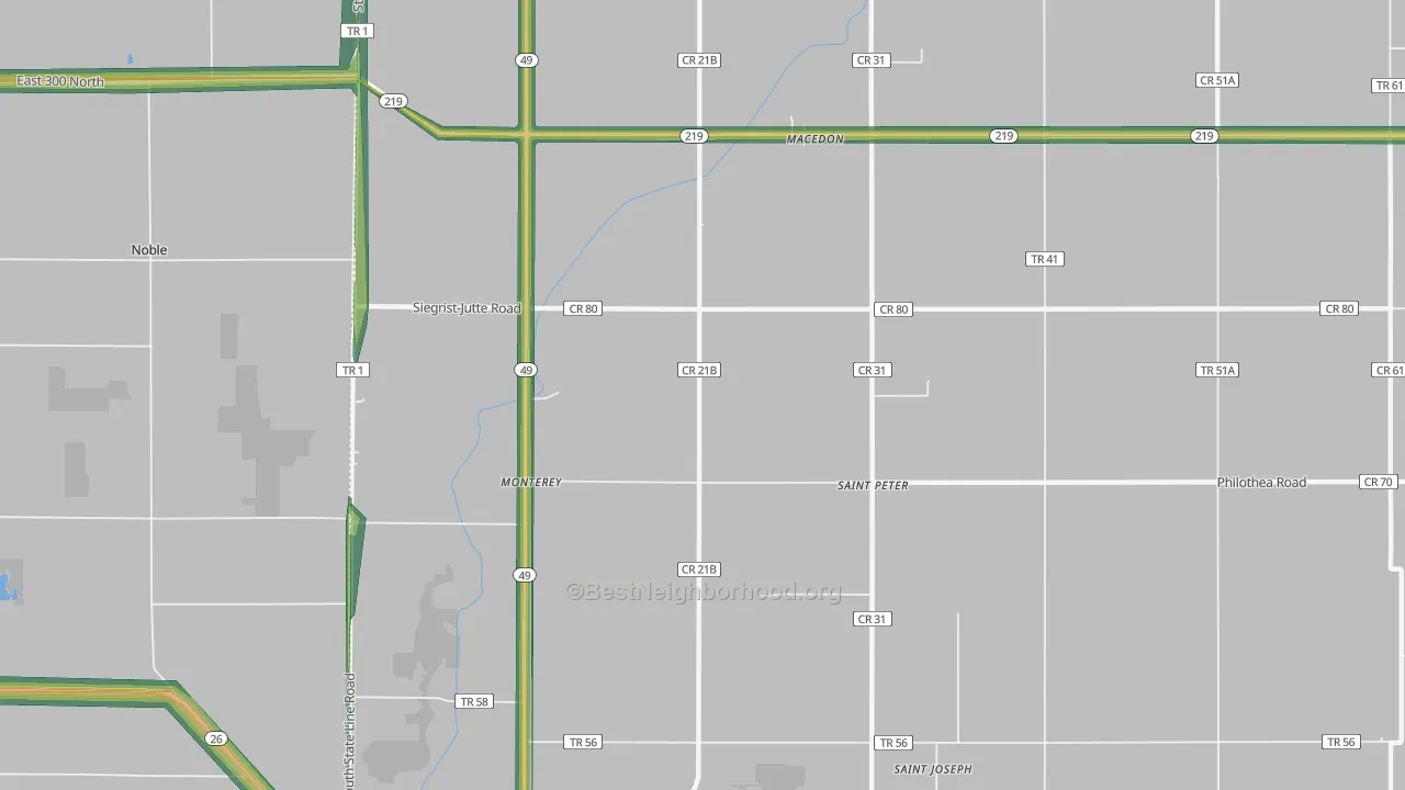 St. Peter, OH Map of Noise Levels in St. Peter