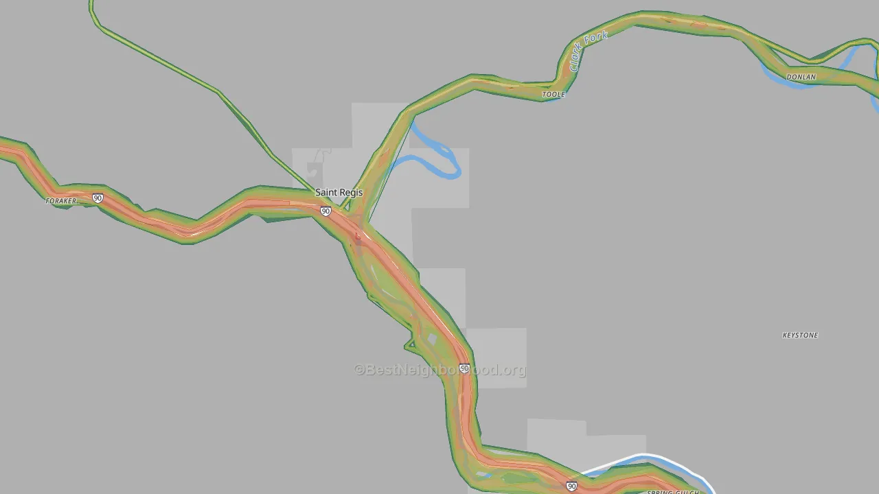 St. Regis, MT Map of Noise Levels in St. Regis