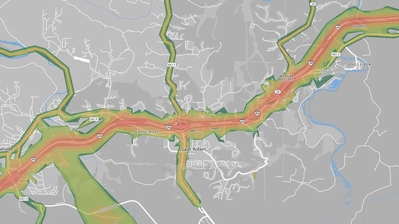 St. Robert, MO Map of Noise Levels in St. Robert