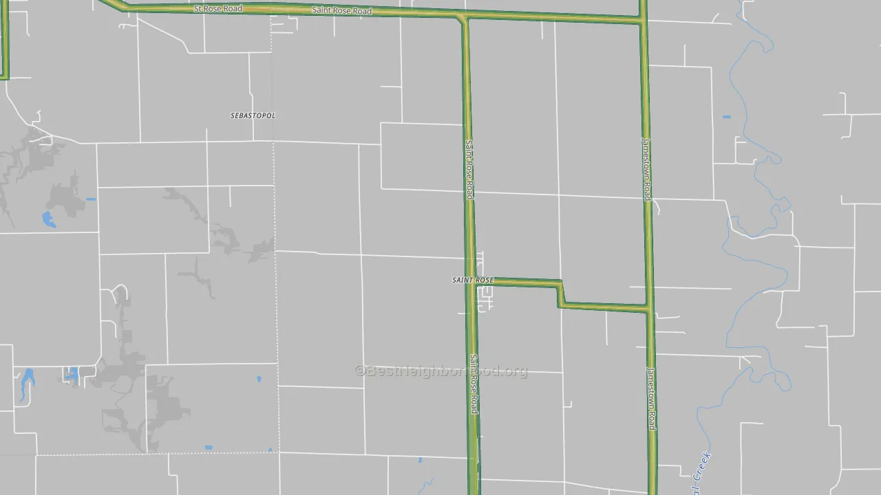 St. Rose, IL Map of Noise Levels in St. Rose