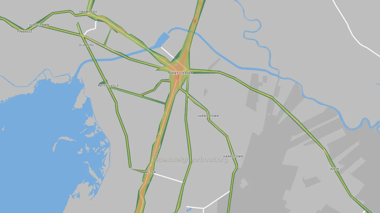 St. Stephen, SC Map of Noise Levels in St. Stephen