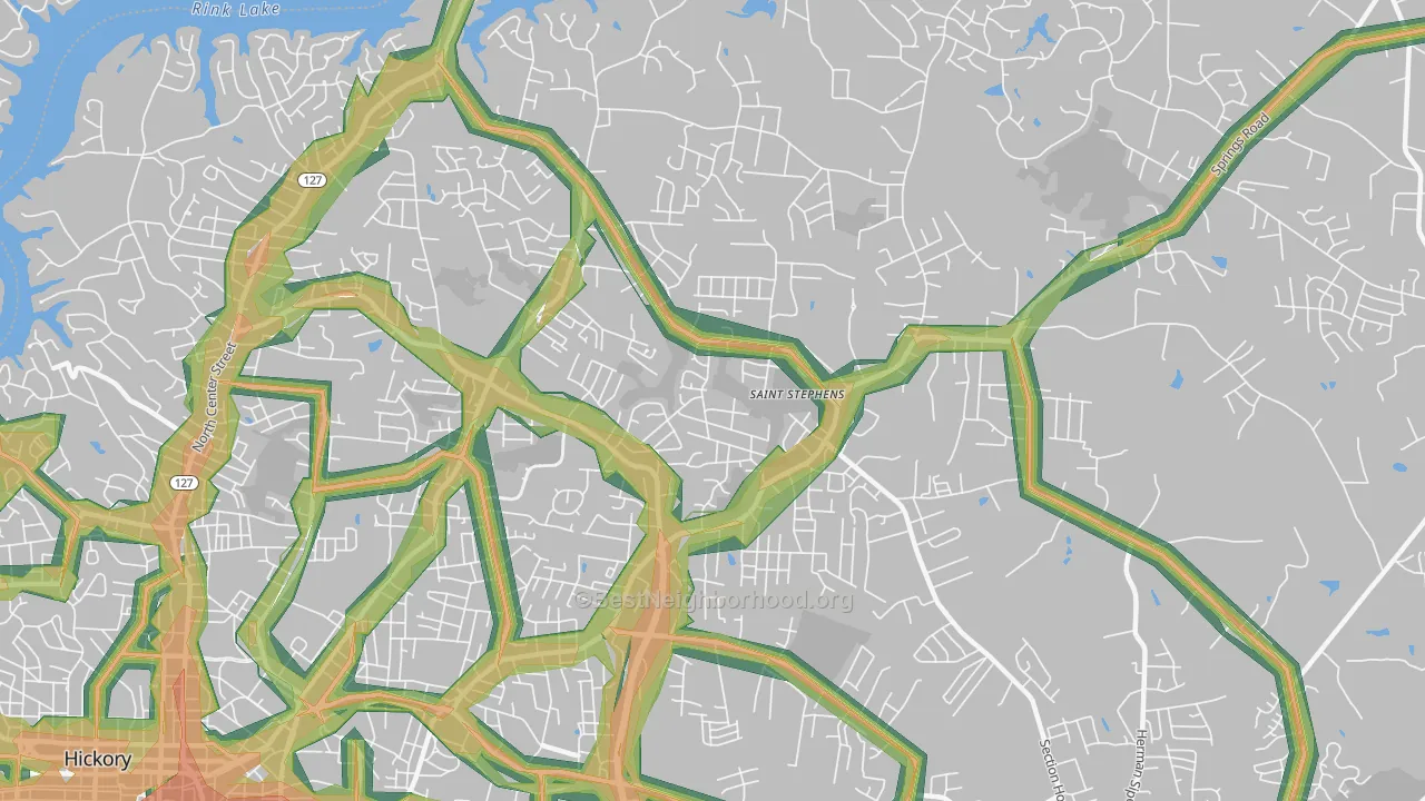 St. Stephens, NC Map of Noise Levels in St. Stephens