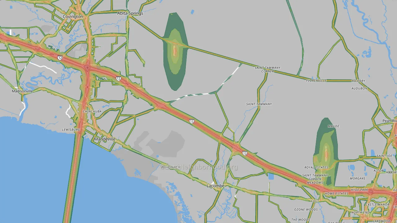 St. Tammany Parish, LA Map of Noise Levels in St. Tammany Parish