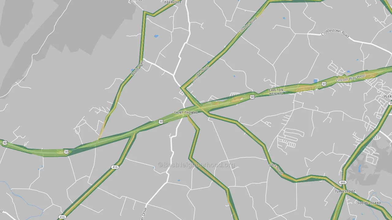 St. Thomas, PA Map of Noise Levels in St. Thomas