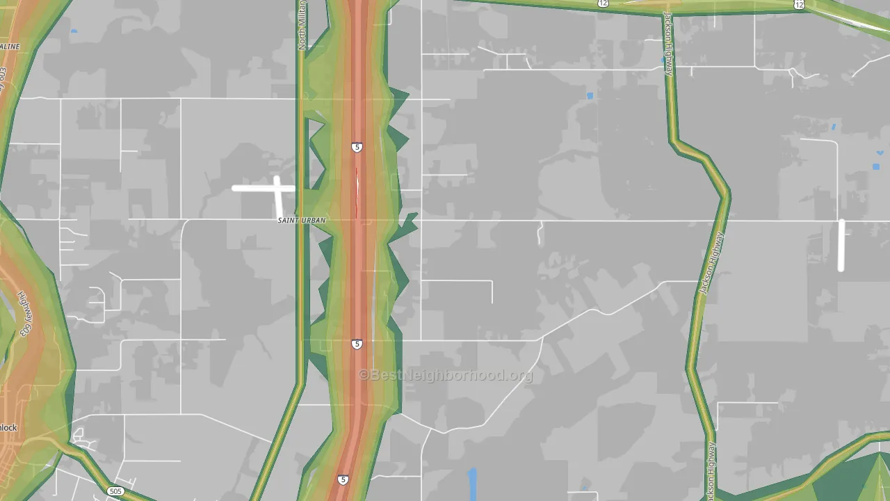St. Urbans, WA Map of Noise Levels in St. Urbans