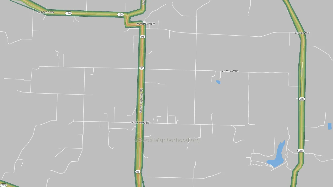 St. Vincent, AR Map of Noise Levels in St. Vincent