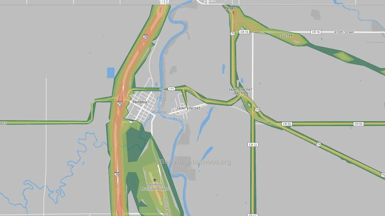 St. Vincent, MN Map of Noise Levels in St. Vincent