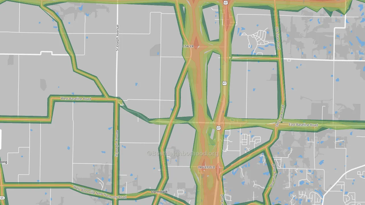 Stacer, IN Map of Noise Levels in Stacer