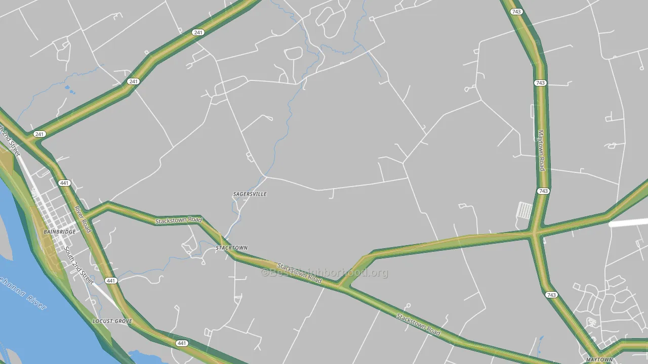 Stacktown, PA Map of Noise Levels in Stacktown