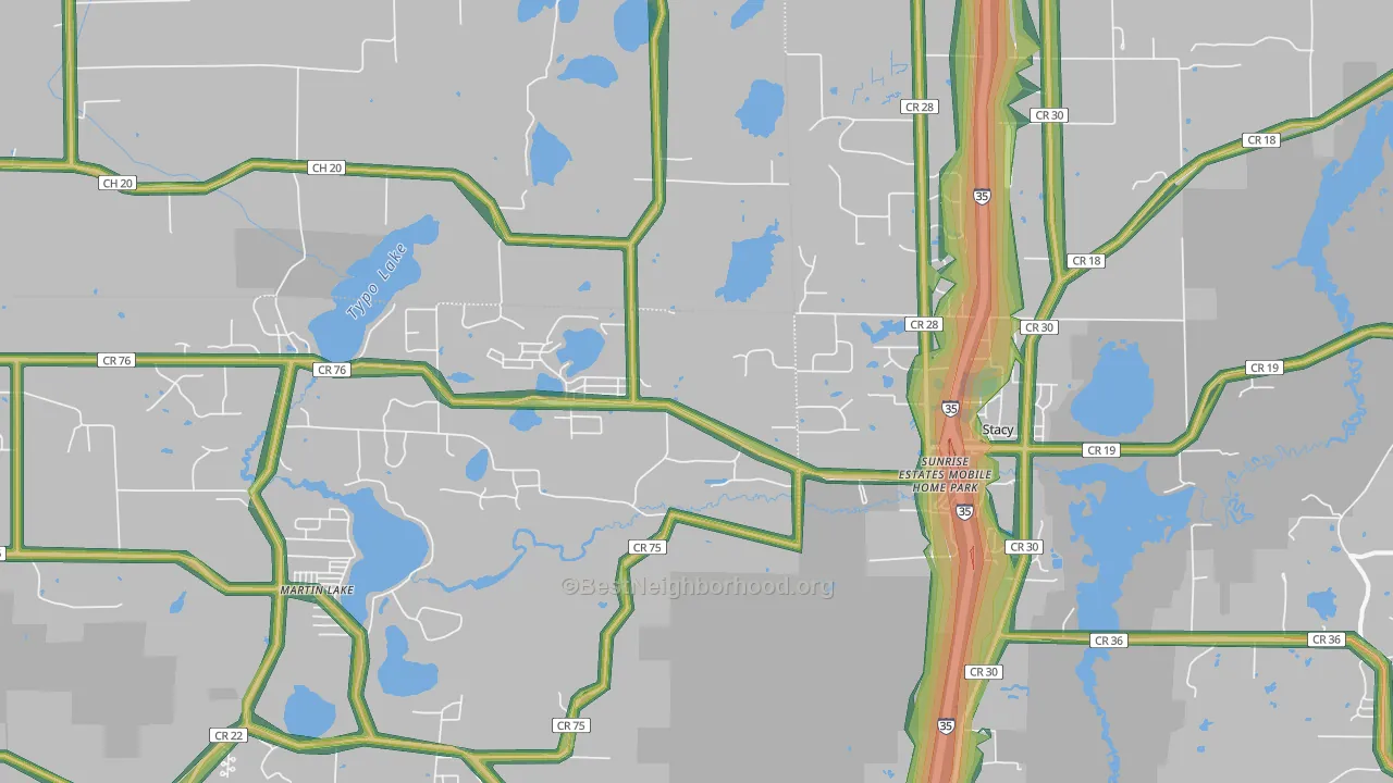 Stacy, MN Map of Noise Levels in Stacy